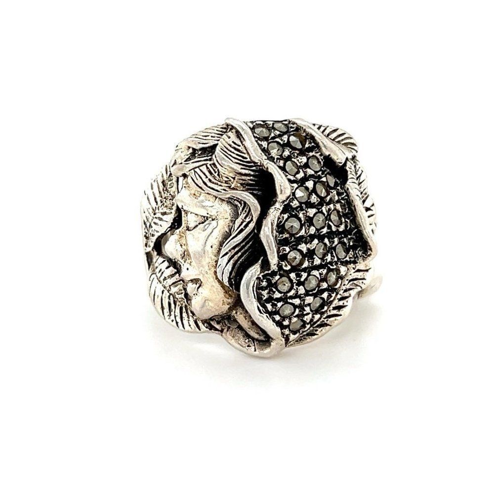 Sterling Silver‎ 925 Marcasite Face Ring